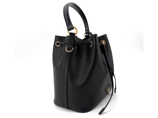 Prada Borsa a secchiello in pelle Saffiano Nero - vista 5