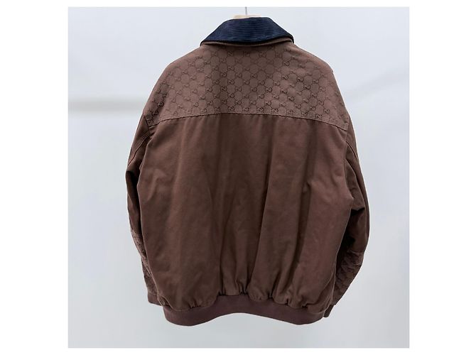 Gucci Giacca Bomber in Cotone con Logo Marrone - vista 4
