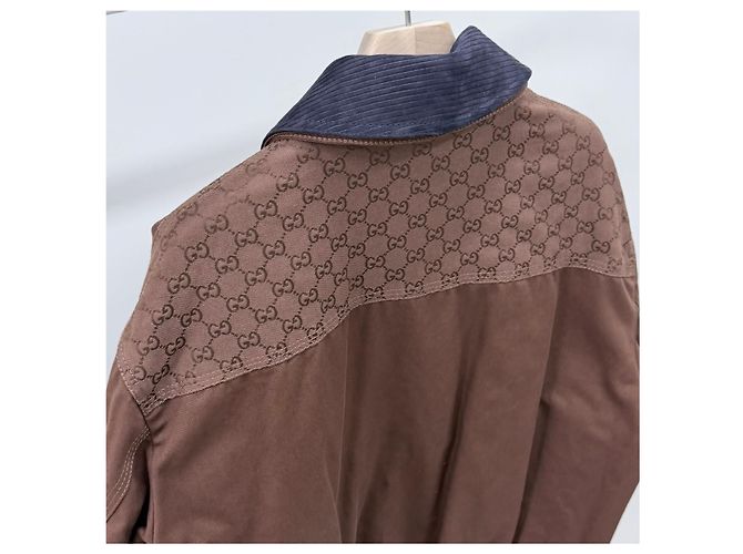 Gucci Giacca Bomber in Cotone con Logo Marrone - vista 5