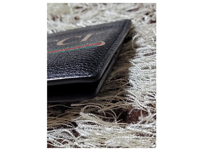 Gucci Leather Wallet with Stripe Logo for Men Black [OS] - view 5