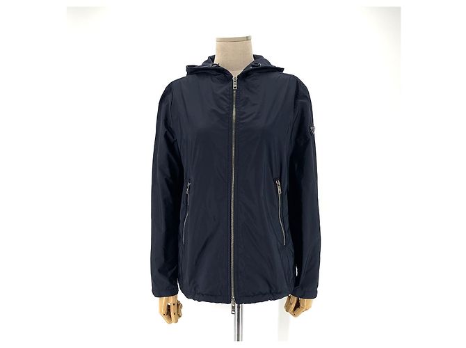 Prada Nylon Triangle Logo Women's Windbreaker Jacket Blue - view 2