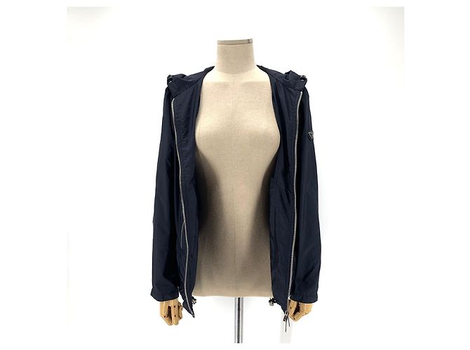 Prada Nylon Triangle Logo Women's Windbreaker Jacket Blue - view 3