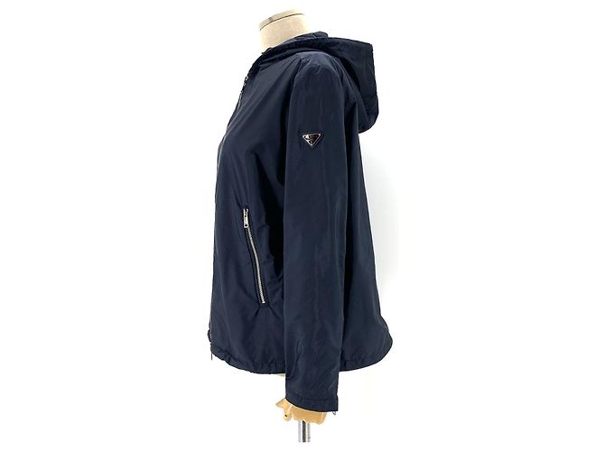 Prada Nylon Triangle Logo Women's Windbreaker Jacket Blue - view 4
