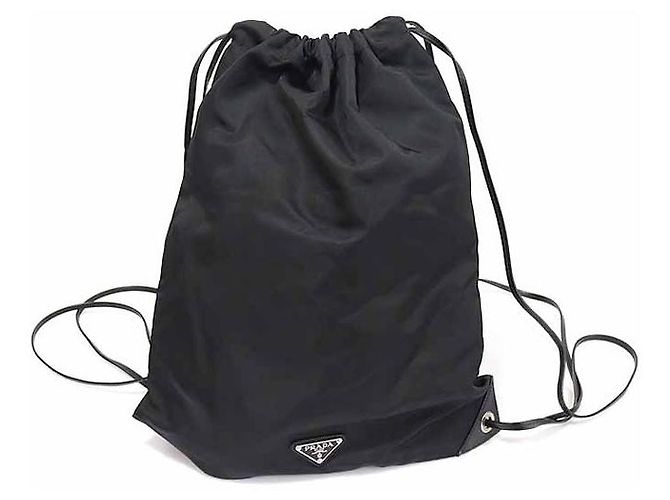 Prada Black Nylon Saffiano Whale Drawstring Backpack - view 4