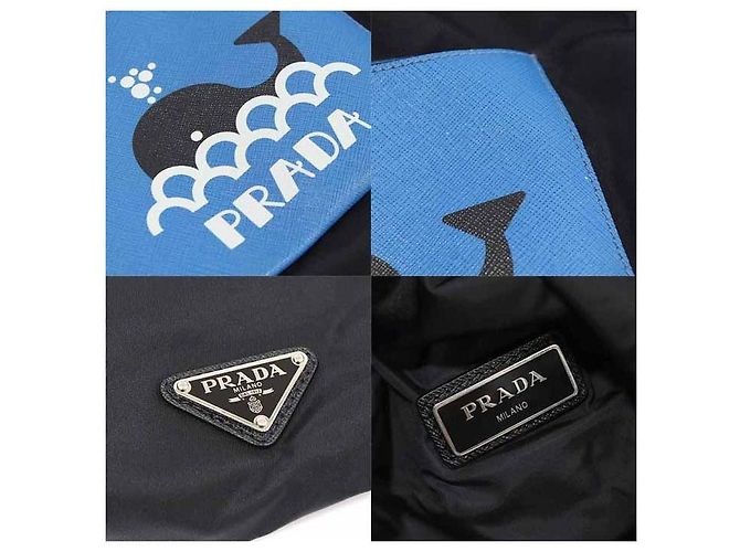 Prada Black Nylon Saffiano Whale Drawstring Backpack - view 7