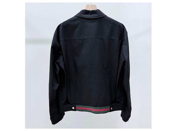 Gucci Giacca in twill di cotone nero - vista 4