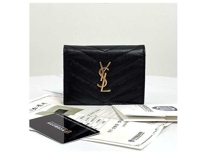 Saint Laurent Monogram Compact Wallet Damen Schwarz - Ansicht 13