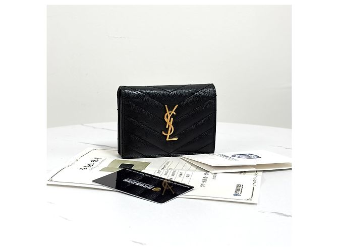 Saint Laurent Monogram Compact Wallet Damen Schwarz - Ansicht 15