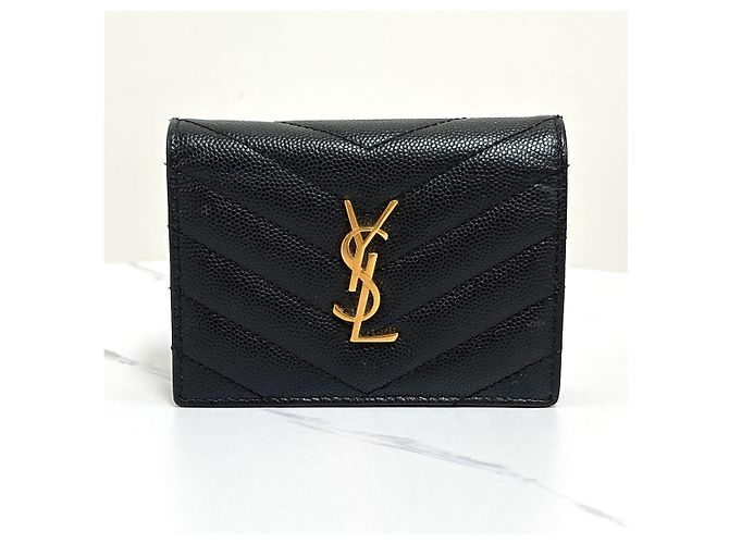 Saint Laurent Monogram Compact Wallet Damen Schwarz - Ansicht 17