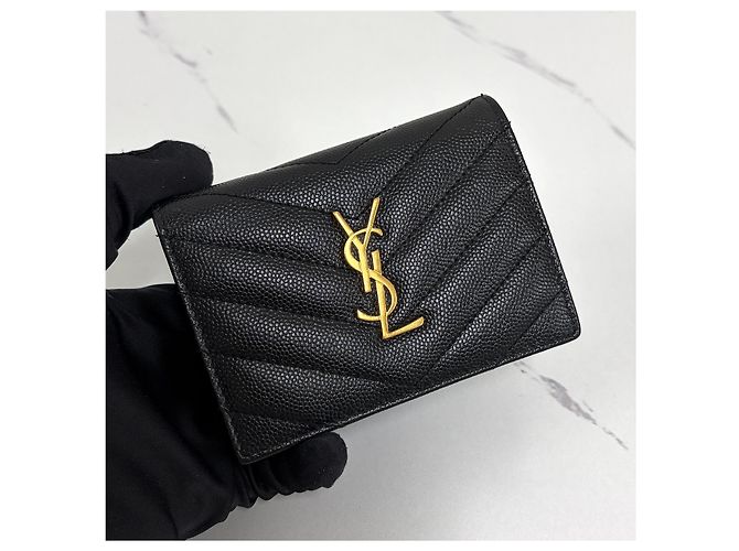 Saint Laurent Monogram Compact Wallet Damen Schwarz - Ansicht 5