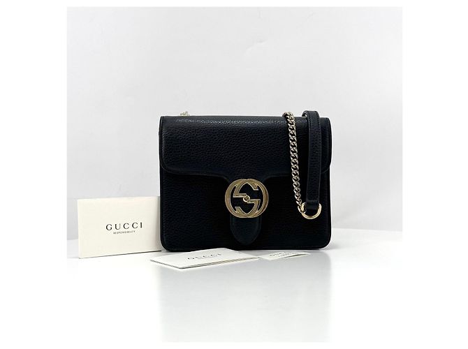 Gucci Piccola borsa a tracolla con catena Interlocking GG Nera Nero - vista 14
