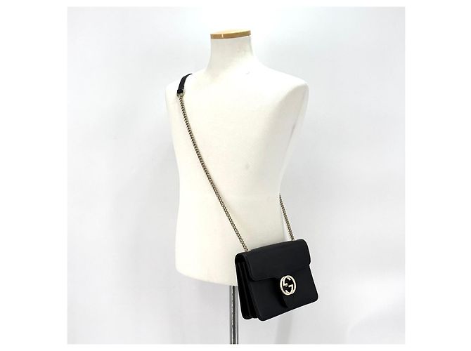Gucci Piccola borsa a tracolla con catena Interlocking GG Nera Nero - vista 17