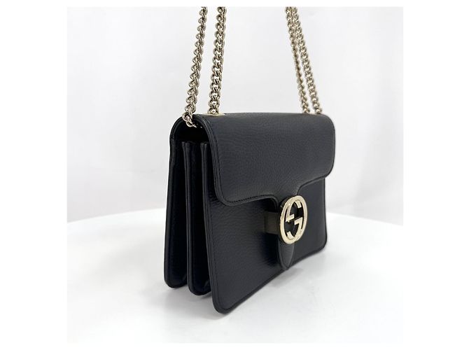 Gucci Piccola borsa a tracolla con catena Interlocking GG Nera Nero - vista 21