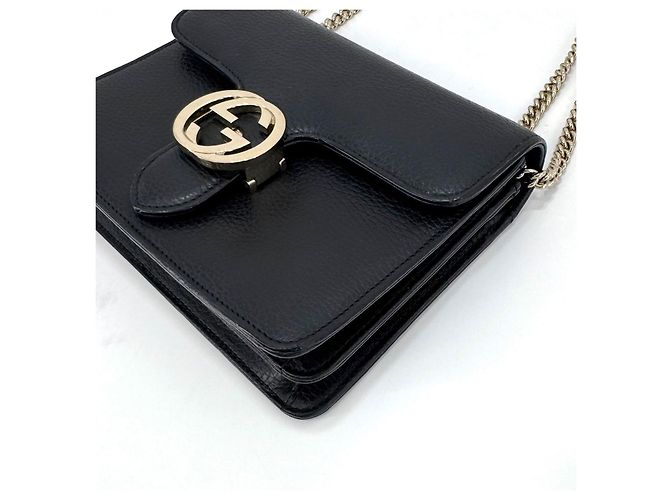 Gucci Piccola borsa a tracolla con catena Interlocking GG Nera Nero - vista 26