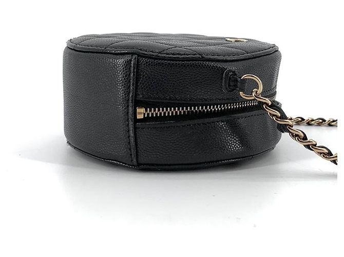 Chanel Borsa a tracolla rotonda in caviar Nero - vista 4