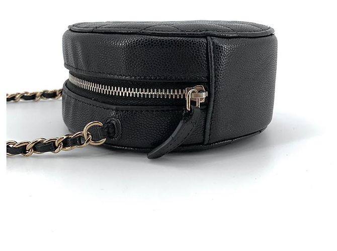 Chanel Borsa a tracolla rotonda in caviar Nero - vista 5