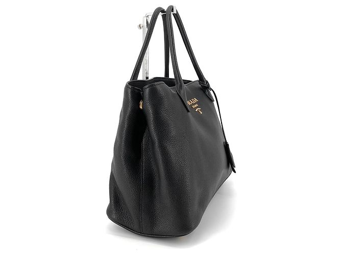 Prada Borsa Tote e Borsa a Spalla con tracolla in Vitello Daino Nero - vista 5