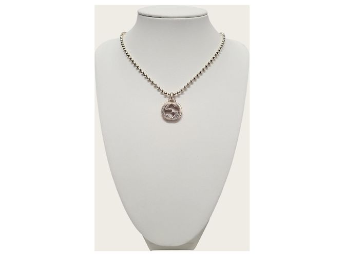 Gucci Collana con logo intrecciato argento - vista 2