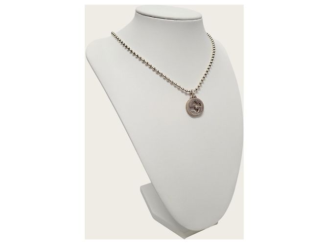 Gucci Collana con logo intrecciato argento - vista 4