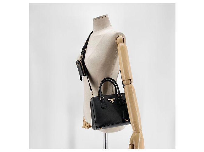 Prada Mini borsa a tracolla Saffiano Galleria Nero - vista 9
