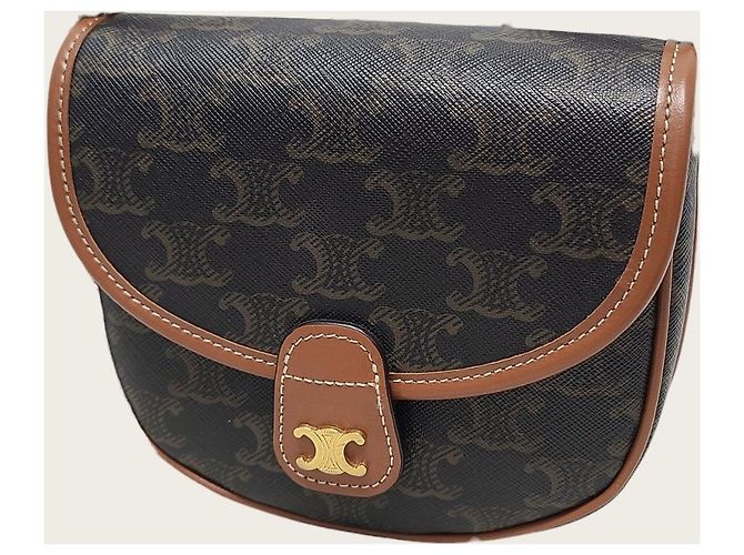 Céline Mini bolsa transversal Versace em canvas Triomphe e couro de bezerro Tan Marrom - vista 3