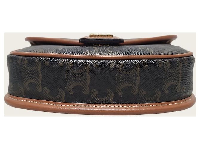 Céline Mini bolsa transversal Versace em canvas Triomphe e couro de bezerro Tan Marrom - vista 6