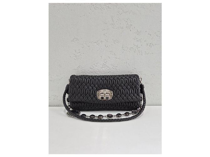 Miu Miu Borsa a tracolla trapuntata Iconic Crystal Cloke Argento - vista 2
