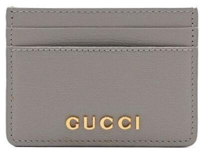 Gucci Grauer Leder-Kartenetui mit Script-Logo - Ansicht 2