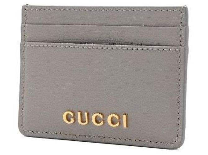 Gucci Grauer Leder-Kartenetui mit Script-Logo - Ansicht 3