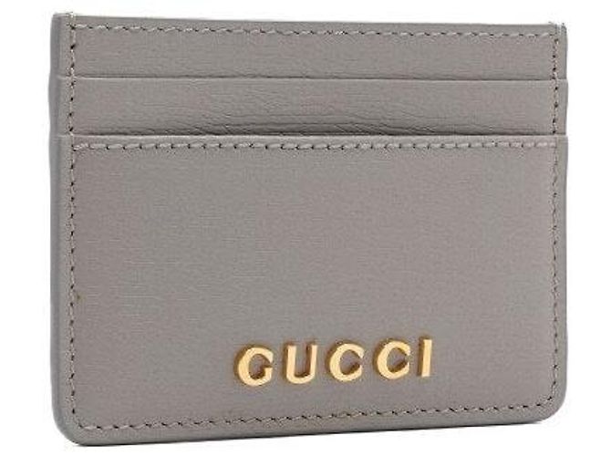 Gucci Grauer Leder-Kartenetui mit Script-Logo - Ansicht 4