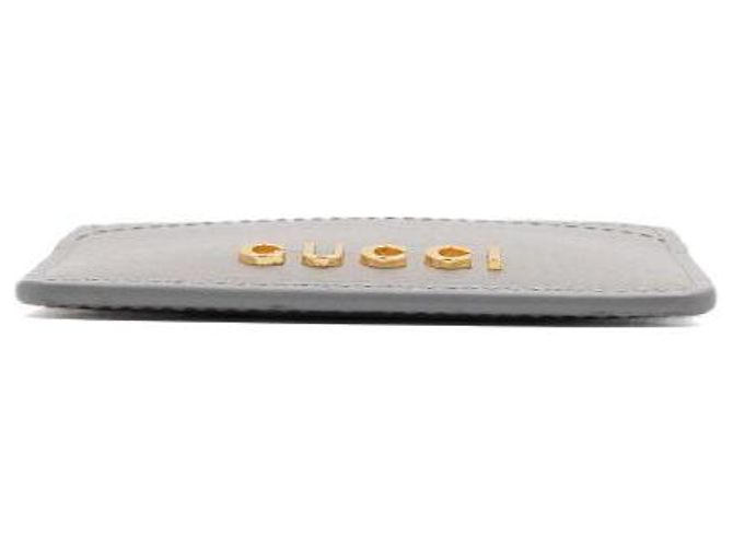 Gucci Grauer Leder-Kartenetui mit Script-Logo - Ansicht 7
