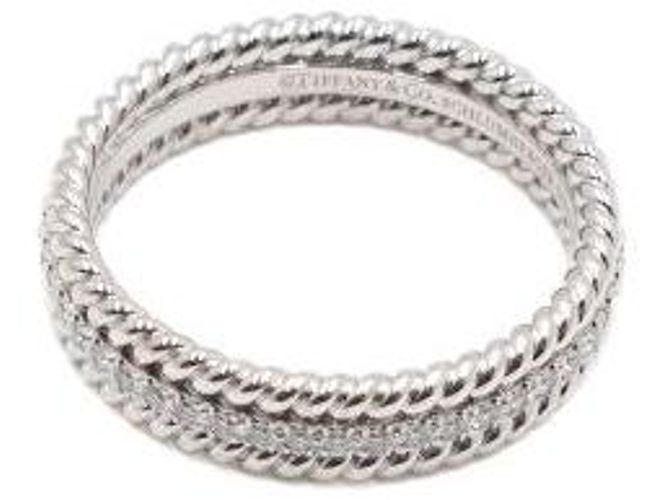 Tiffany & Co Zwei-Reifen-Platin-Diamant-Seilring Silber - Ansicht 2