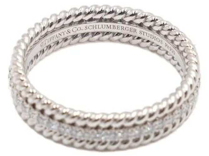 Tiffany & Co Zwei-Reifen-Platin-Diamant-Seilring Silber - Ansicht 3