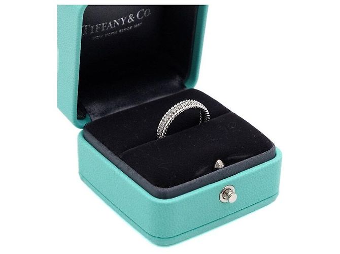 Tiffany & Co Zwei-Reifen-Platin-Diamant-Seilring Silber - Ansicht 5