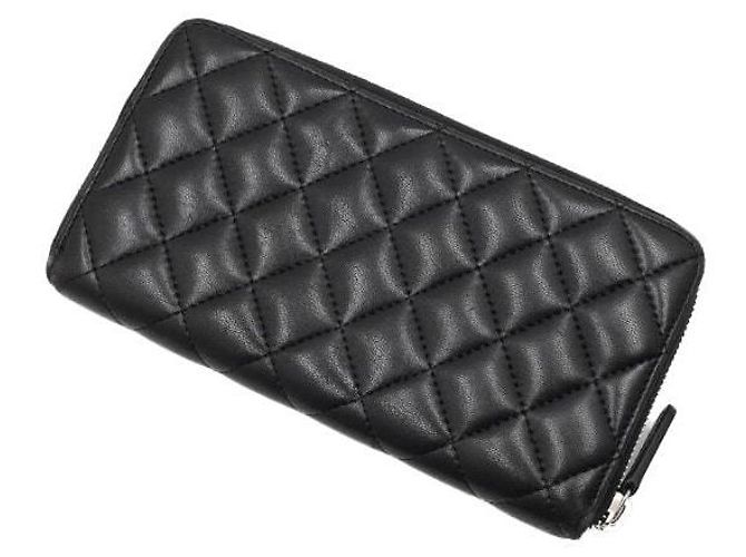 Chanel Portafoglio lungo con zip da donna in pelle di agnello nera Nero - vista 10
