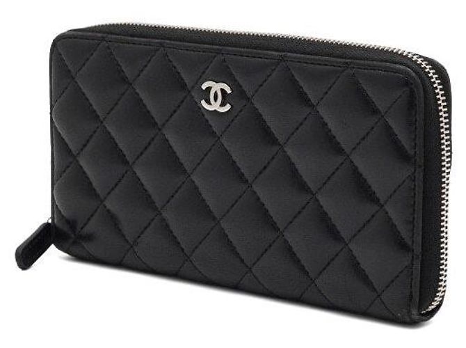 Chanel Portafoglio lungo con zip da donna in pelle di agnello nera Nero - vista 2