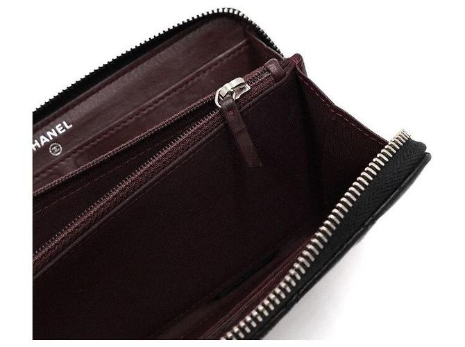 Chanel Portafoglio lungo con zip da donna in pelle di agnello nera Nero - vista 5