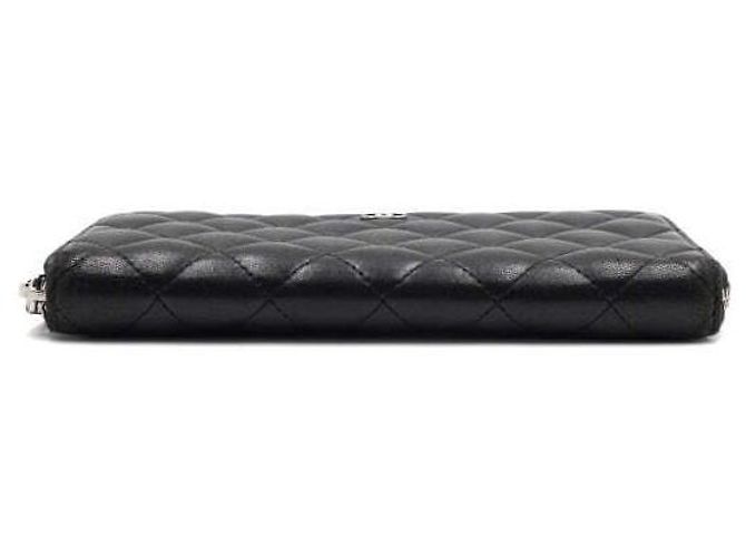 Chanel Portafoglio lungo con zip da donna in pelle di agnello nera Nero - vista 7