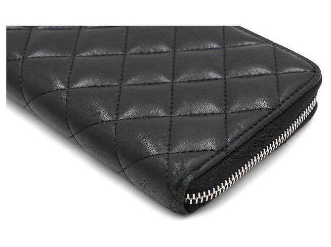 Chanel Portafoglio lungo con zip da donna in pelle di agnello nera Nero - vista 8