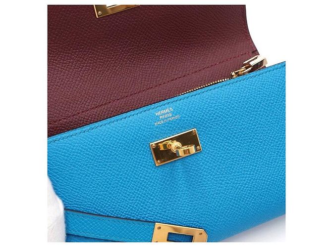 Hermès Portafoglio Kelly Classic con finiture dorate Blu - vista 7
