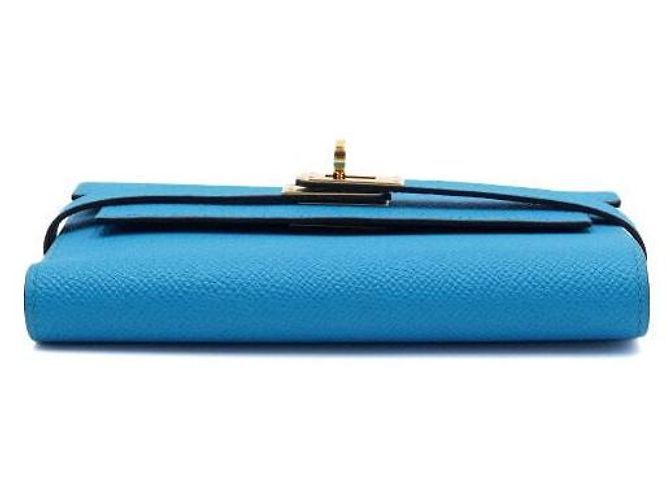 Hermès Portafoglio Kelly Classic con finiture dorate Blu - vista 8