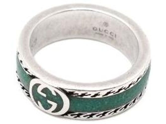 Gucci Anillo de plata con esmalte entrelazado y turquesa - vista 2