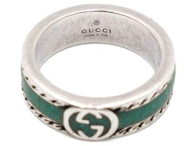 Gucci Anillo de plata con esmalte entrelazado y turquesa - vista 4