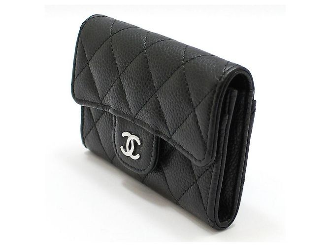 Chanel Porta-cartões de visita clássico Black Caviar Silver Preto - vista 3