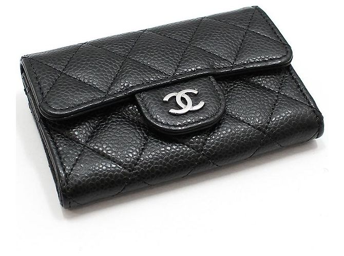 Chanel Porta-cartões de visita clássico Black Caviar Silver Preto - vista 4