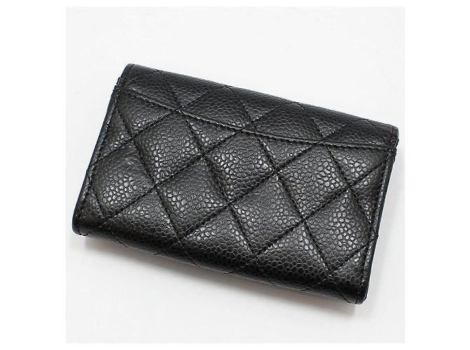 Chanel Porta-cartões de visita clássico Black Caviar Silver Preto - vista 5