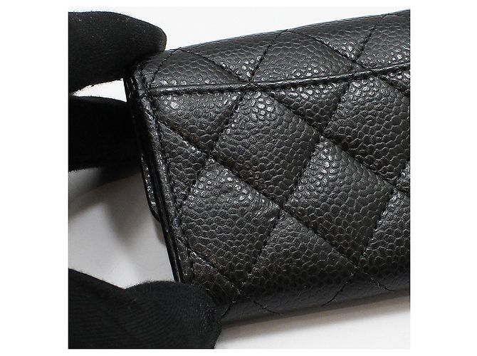 Chanel Porta-cartões de visita clássico Black Caviar Silver Preto - vista 6
