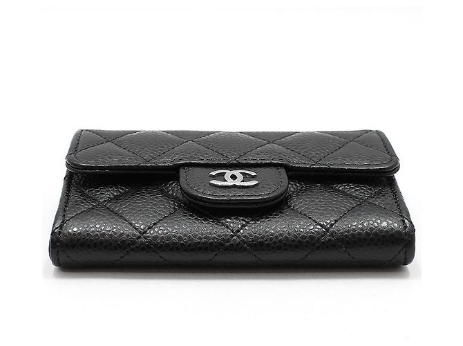 Chanel Porta-cartões de visita clássico Black Caviar Silver Preto - vista 7