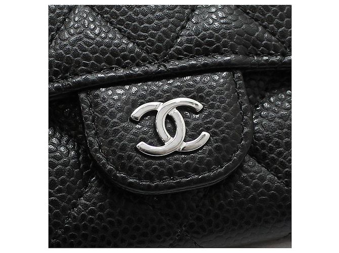 Chanel Porta-cartões de visita clássico Black Caviar Silver Preto - vista 8