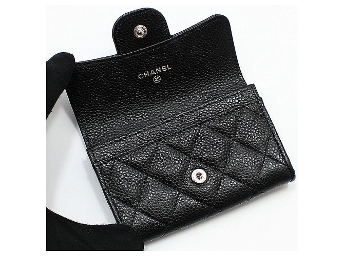 Chanel Porta-cartões de visita clássico Black Caviar Silver Preto - vista 9